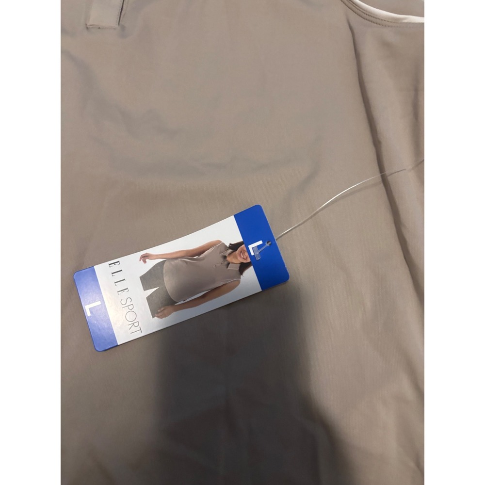Elle Sport Womens Sleeveless Polo Shirt Tan Taupe Golf Tennis Active Top Large - Picture 4 of 6